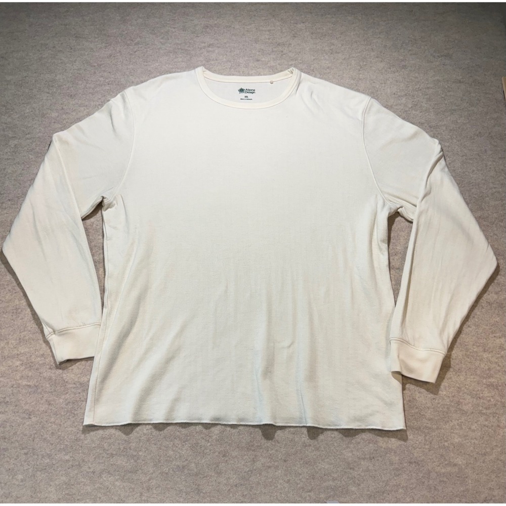Alpine Design Mens XXL Cream Long Sleeve Ribbed Crewneck Tri-Blend Shirt